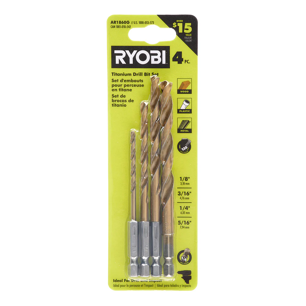 Hex Shank Titanium Drill Bit Set (4 PC.)