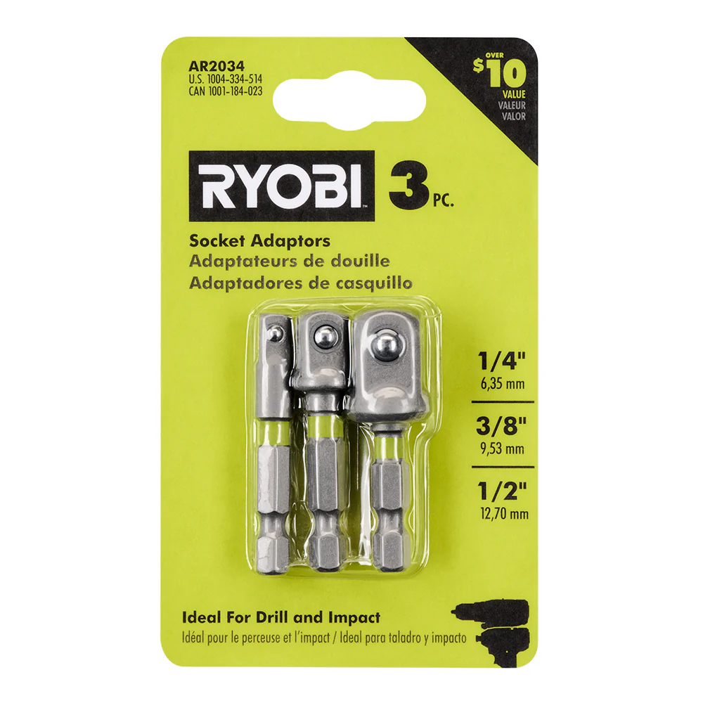RYOBI 3PC IMPACT SOCKET ADAPTOR SET