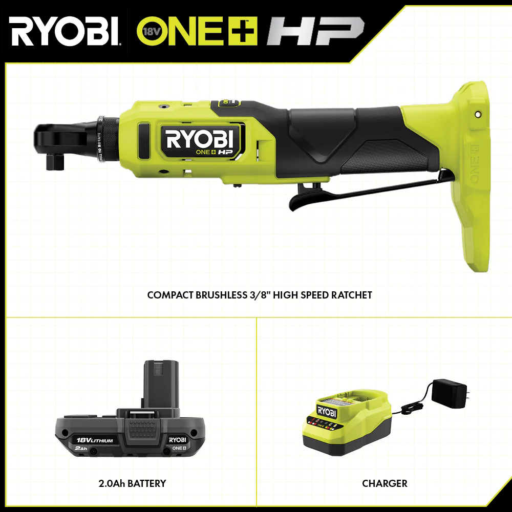 18V ONE+™ HP COMPACT BRUSHLESS 3/8" High Speed Ratchet KIT - Image 2