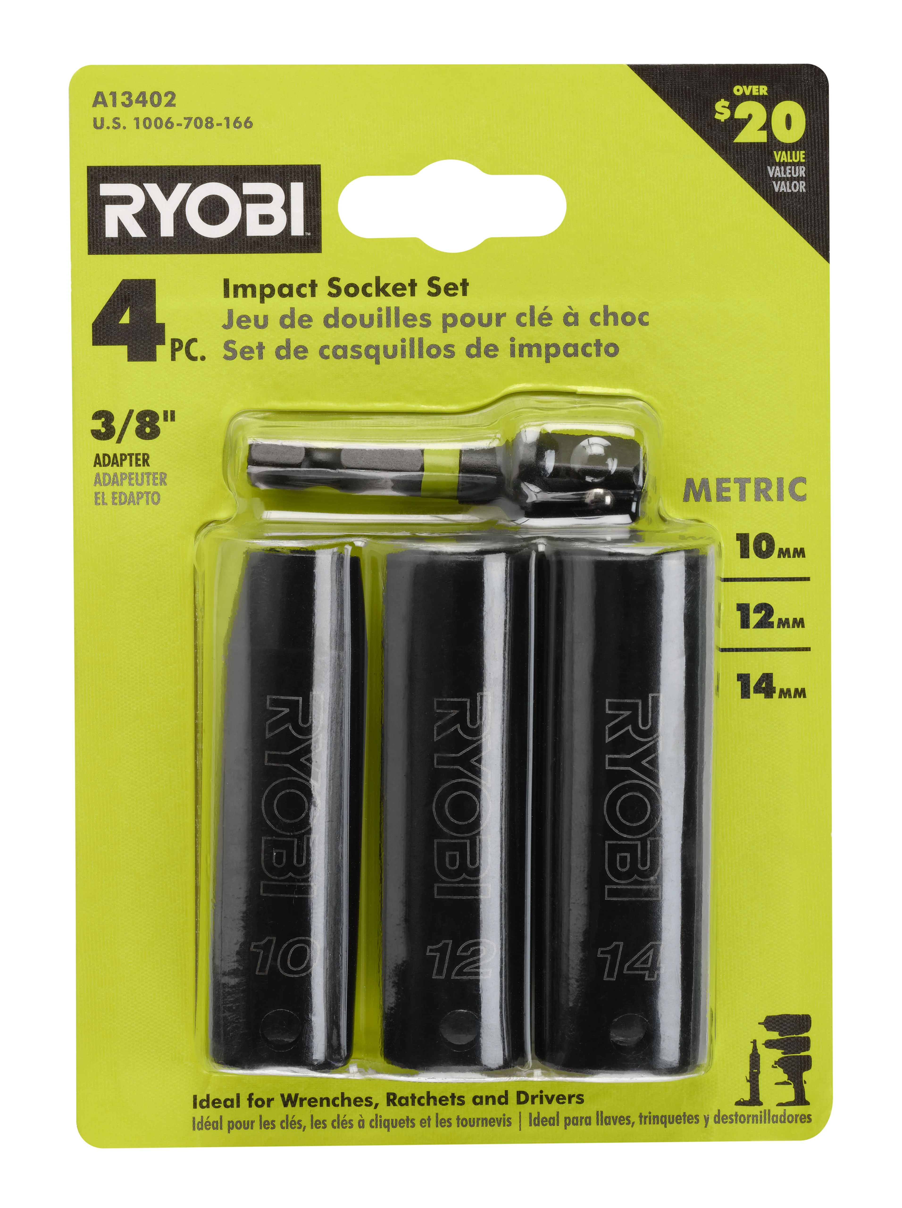 4 PC. 3/8" Drive Metric Impact Socket Set