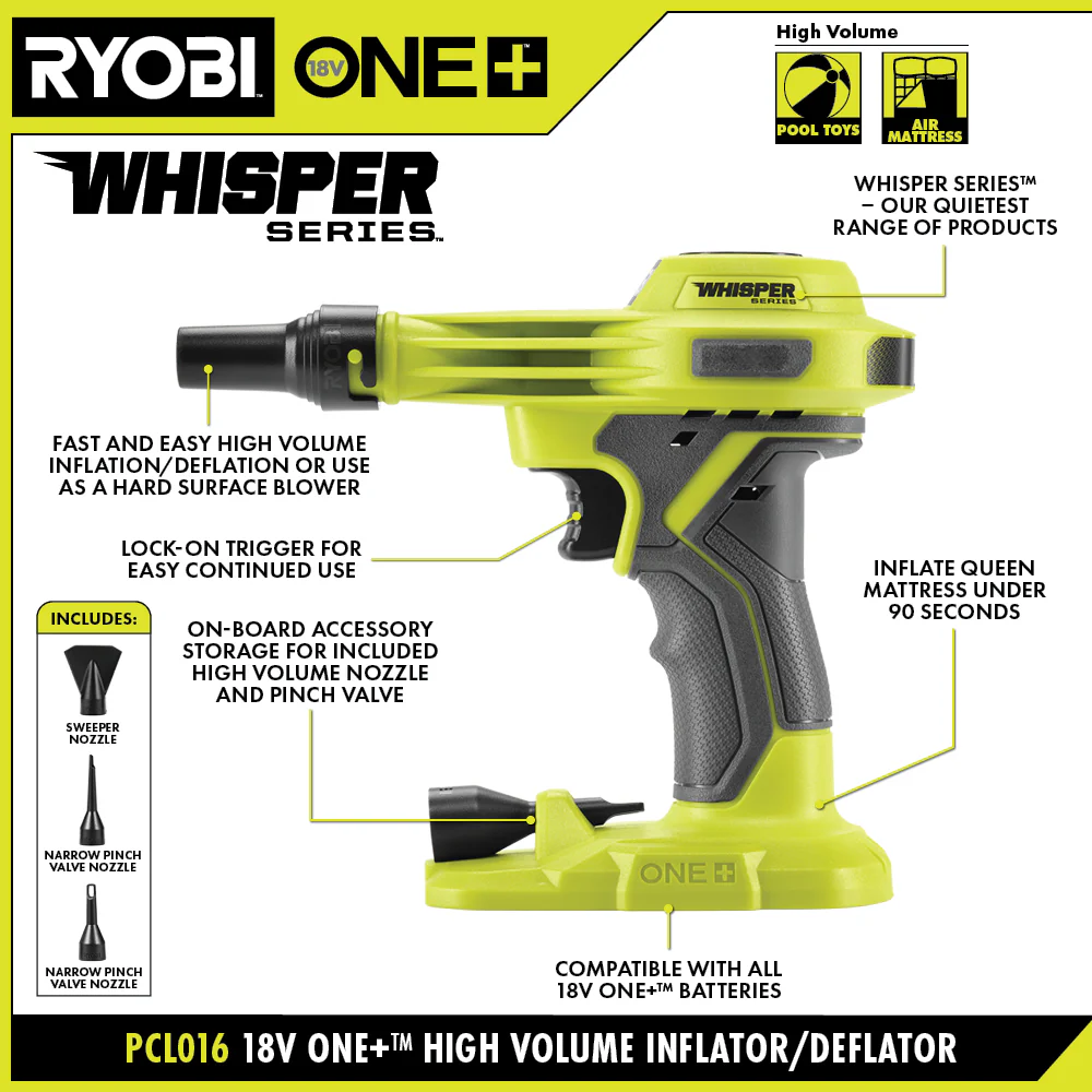18V ONE+ WHISPER SERIES HIGH VOLUME INFLATOR KIT - Image 3