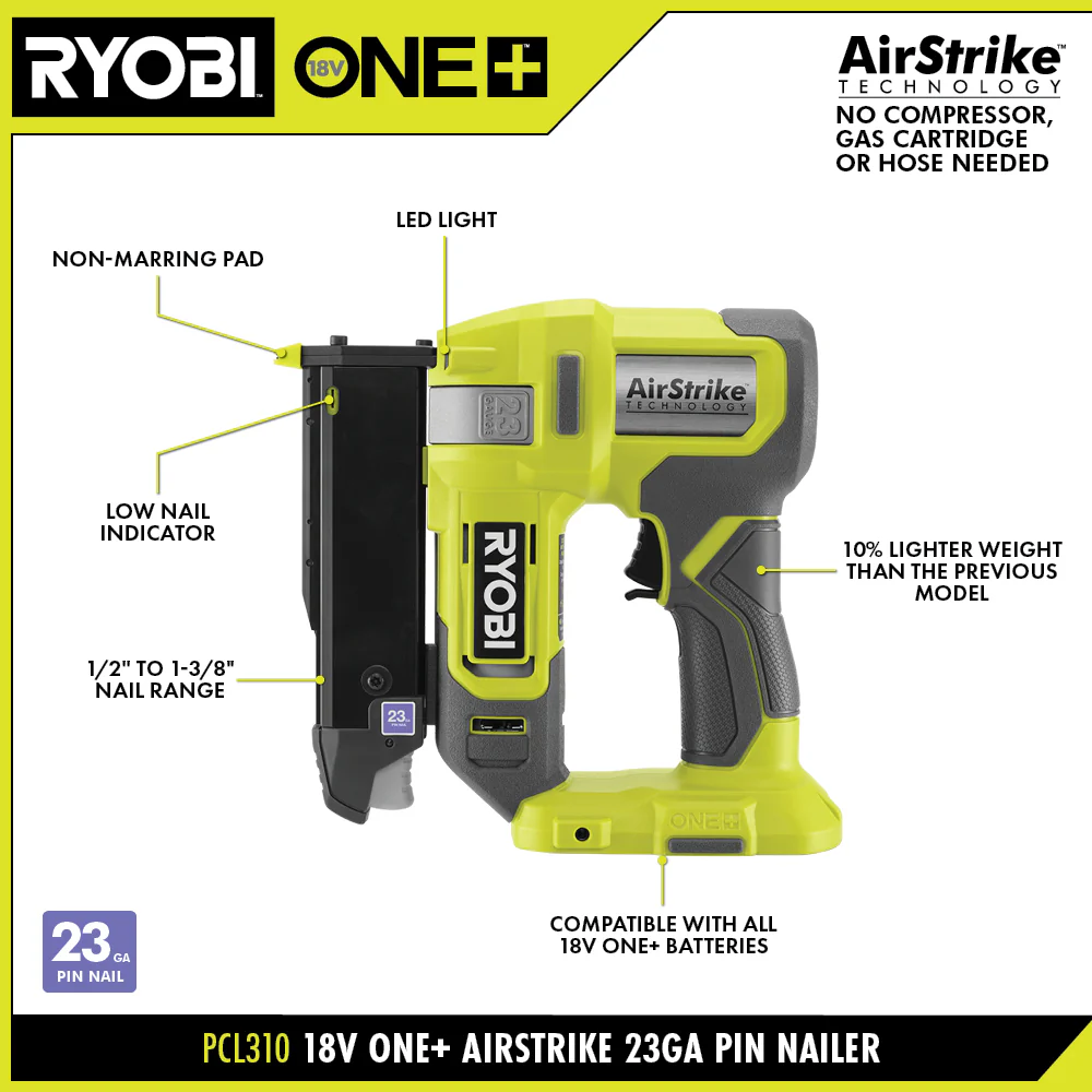 18V ONE+ AIRSTRIKE 23GA PIN NAILER KIT - Image 2