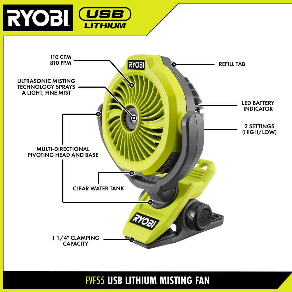USB Lithium Misting Fan Kit - Image 3