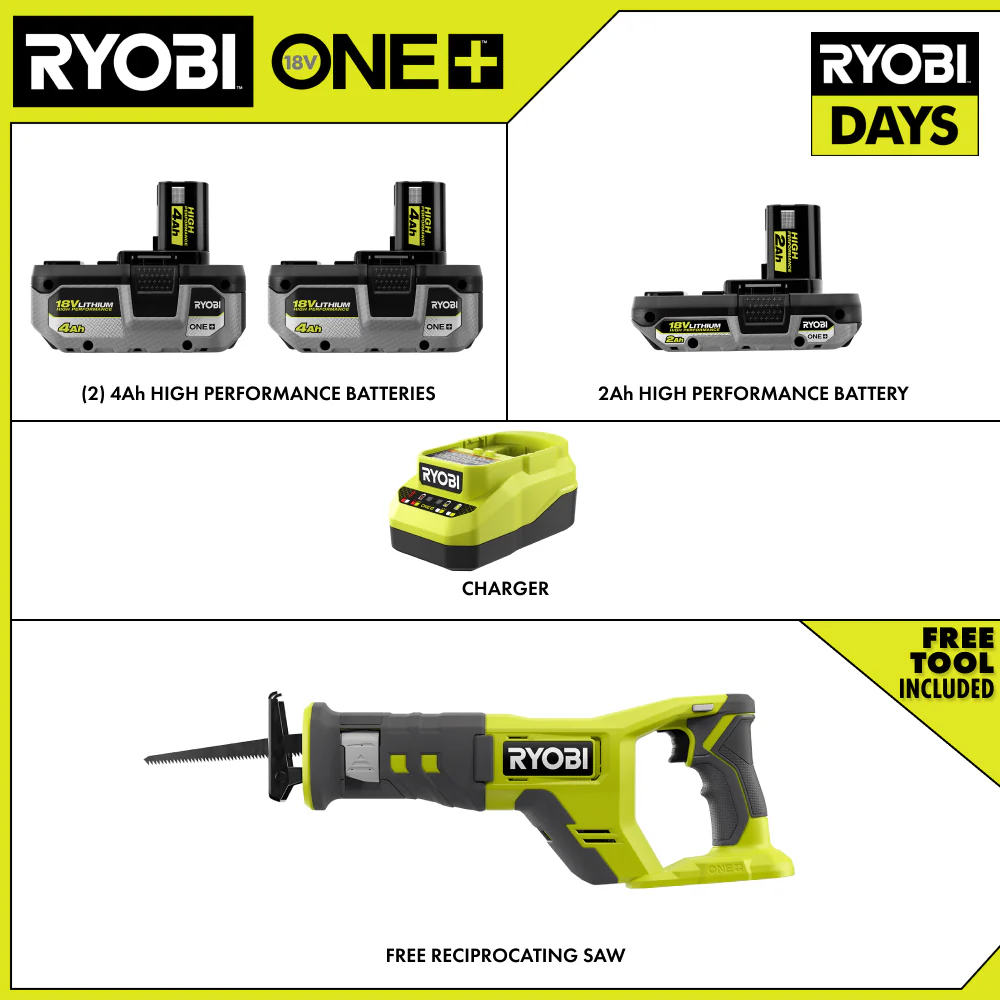 18V ONE+ LITHIUM HIGH PERFORMANCE STARTER KIT WITH FREE 18V ONE+ RECIPROCATING SAW - Image 2