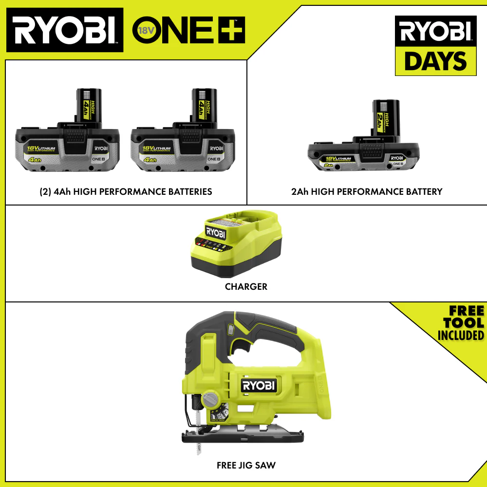 18V ONE+ LITHIUM HIGH PERFORMANCE STARTER KIT WITH FREE 18V ONE+ JIG SAW - Image 2