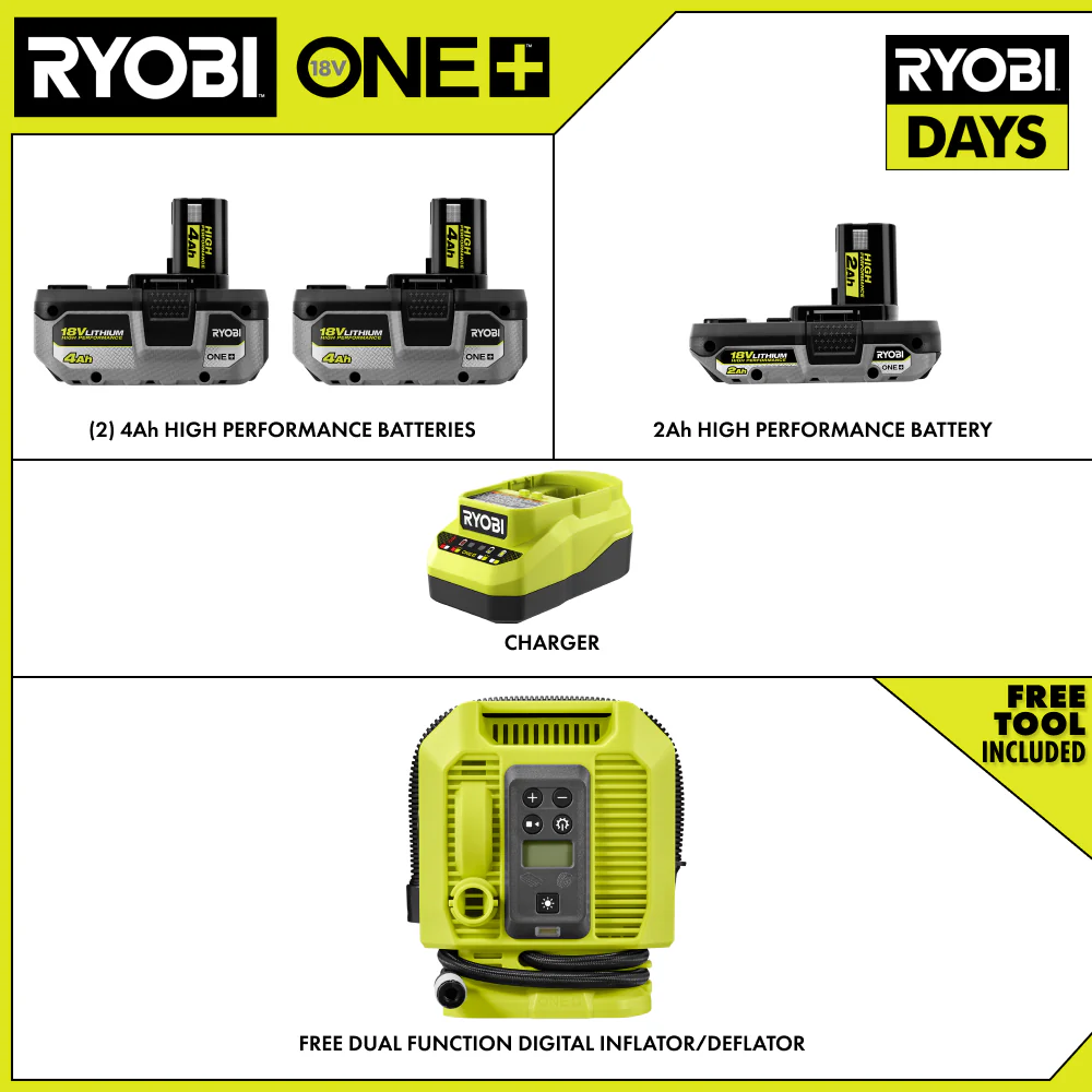 18V ONE+ LITHIUM HIGH PERFORMANCE STARTER KIT WITH FREE 18V ONE+ DUAL FUNCTION DIGITAL INFLATOR/DEFLATOR - Image 2