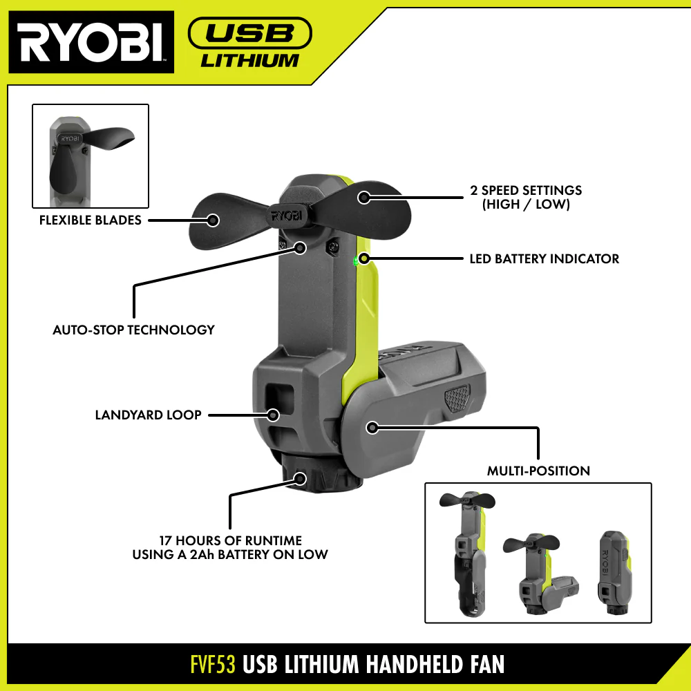 USB Lithium Handheld Fan Kit - Image 3