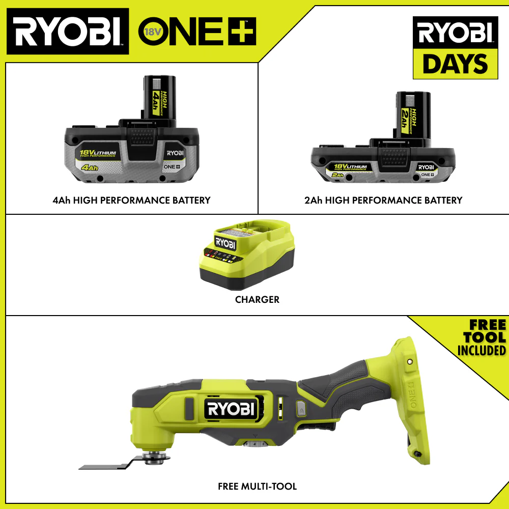 18V ONE+ 4Ah & 2Ah LITHIUM HIGH PERFORMANCE STARTER KIT WITH FREE 18V ONE+ MULTI-TOOL - Image 2