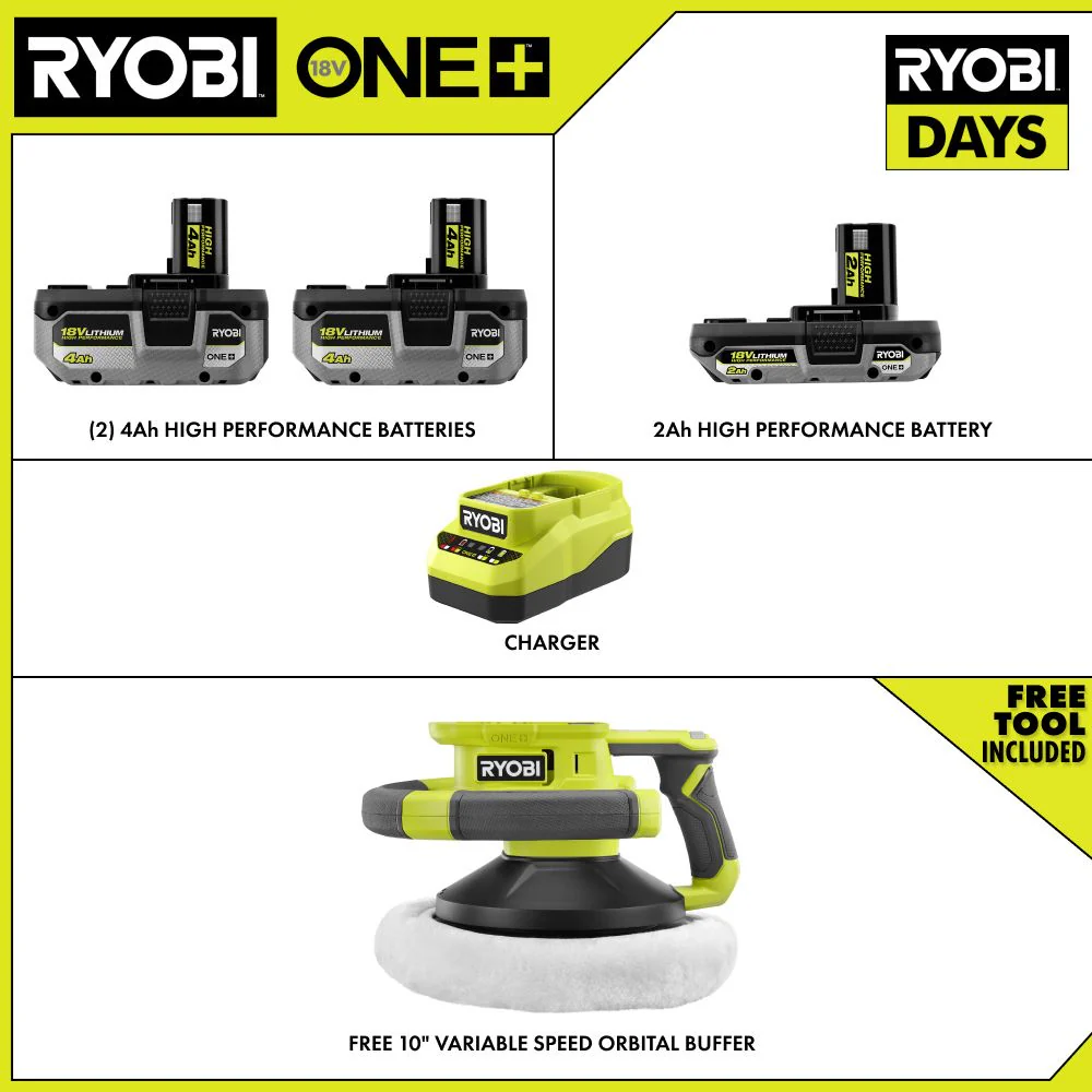 18V ONE+ LITHIUM HIGH PERFORMANCE STARTER KIT WITH FREE 18V ONE+ VARIABLE SPEED RANDOM ORBIT BUFFER - Image 2