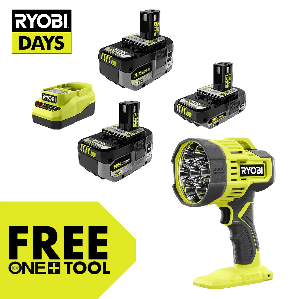 18V ONE+ LITHIUM HIGH PERFORMANCE STARTER KIT WITH FREE 18V ONE+ LED SPOTLIGHT