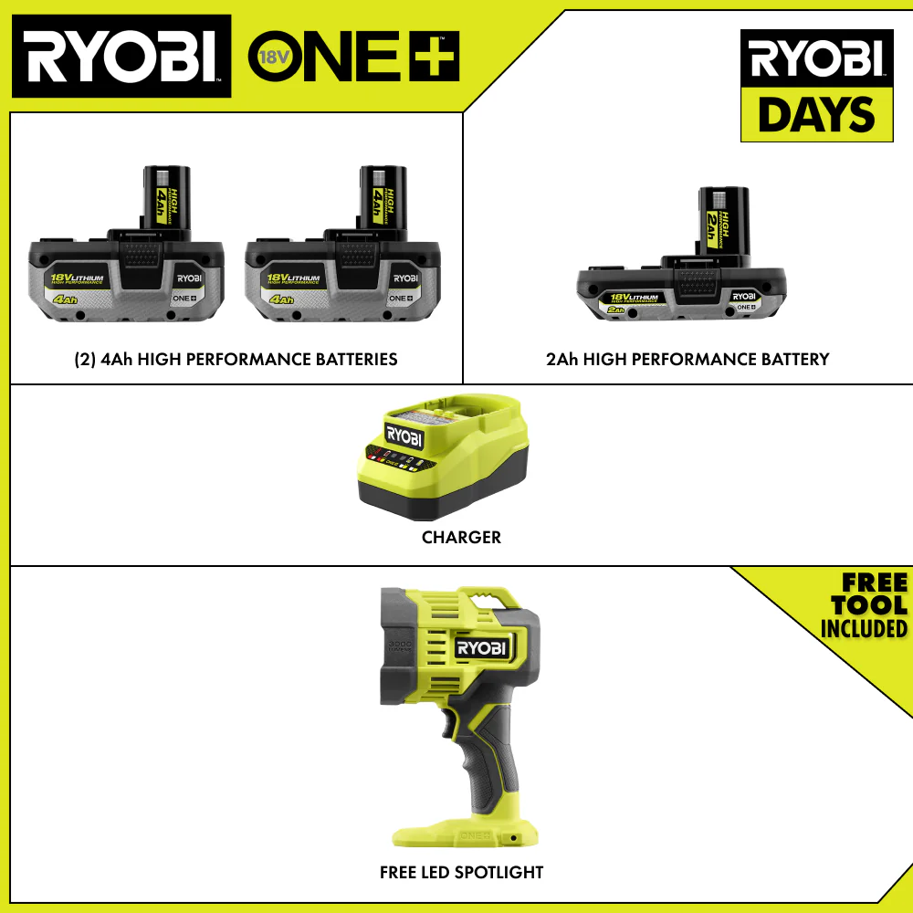 18V ONE+ LITHIUM HIGH PERFORMANCE STARTER KIT WITH FREE 18V ONE+ LED SPOTLIGHT - Image 2