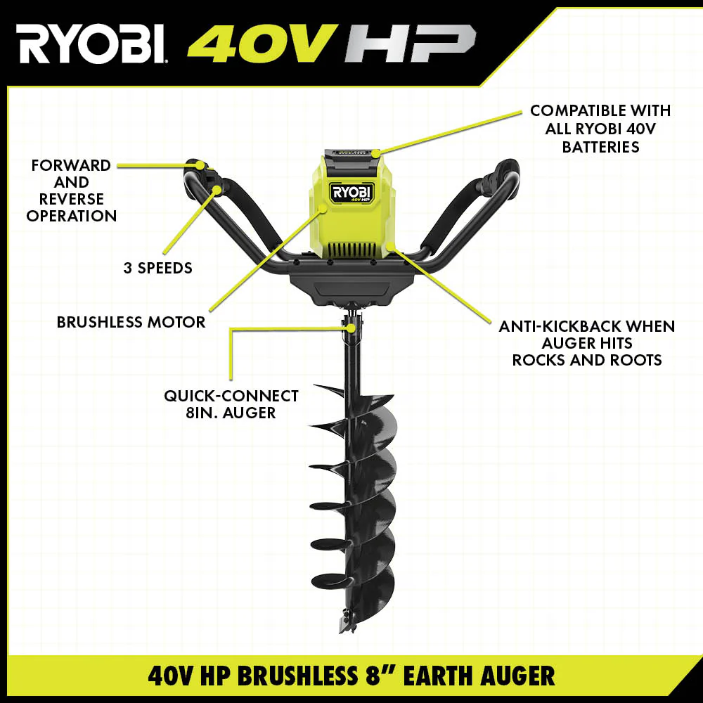 40V HP BRUSHLESS 8" EARTH AUGER - Image 2
