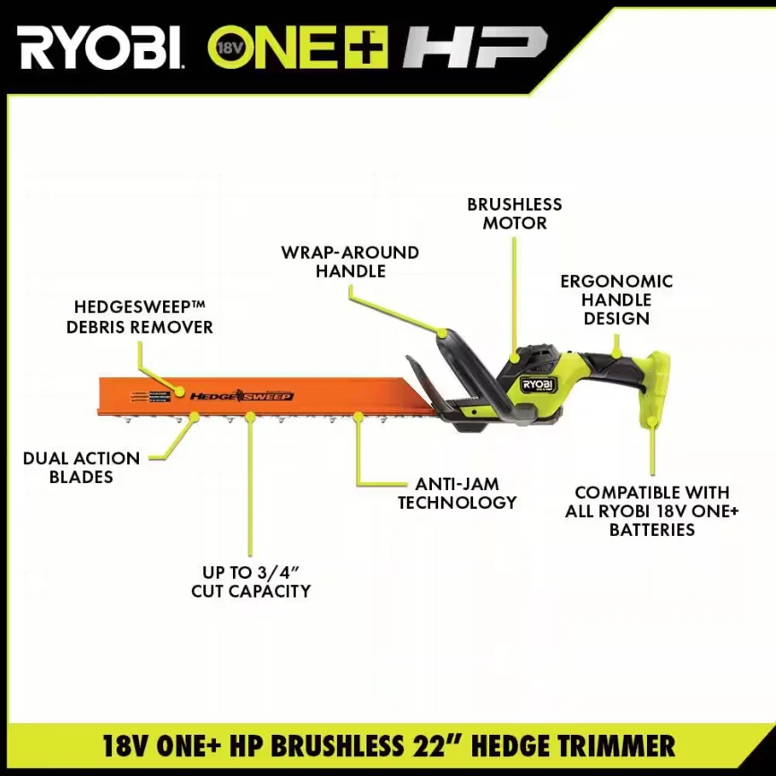 18V ONE+ HP Brushless 22" Hedge Trimmer - Image 2