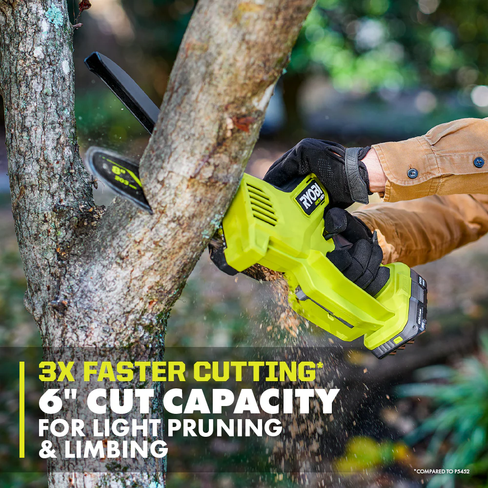 18V ONE+ HP Brushless 8" Pruning Mini Chainsaw Battery Powered with 2.0 Ah Battery and Charger - Image 3