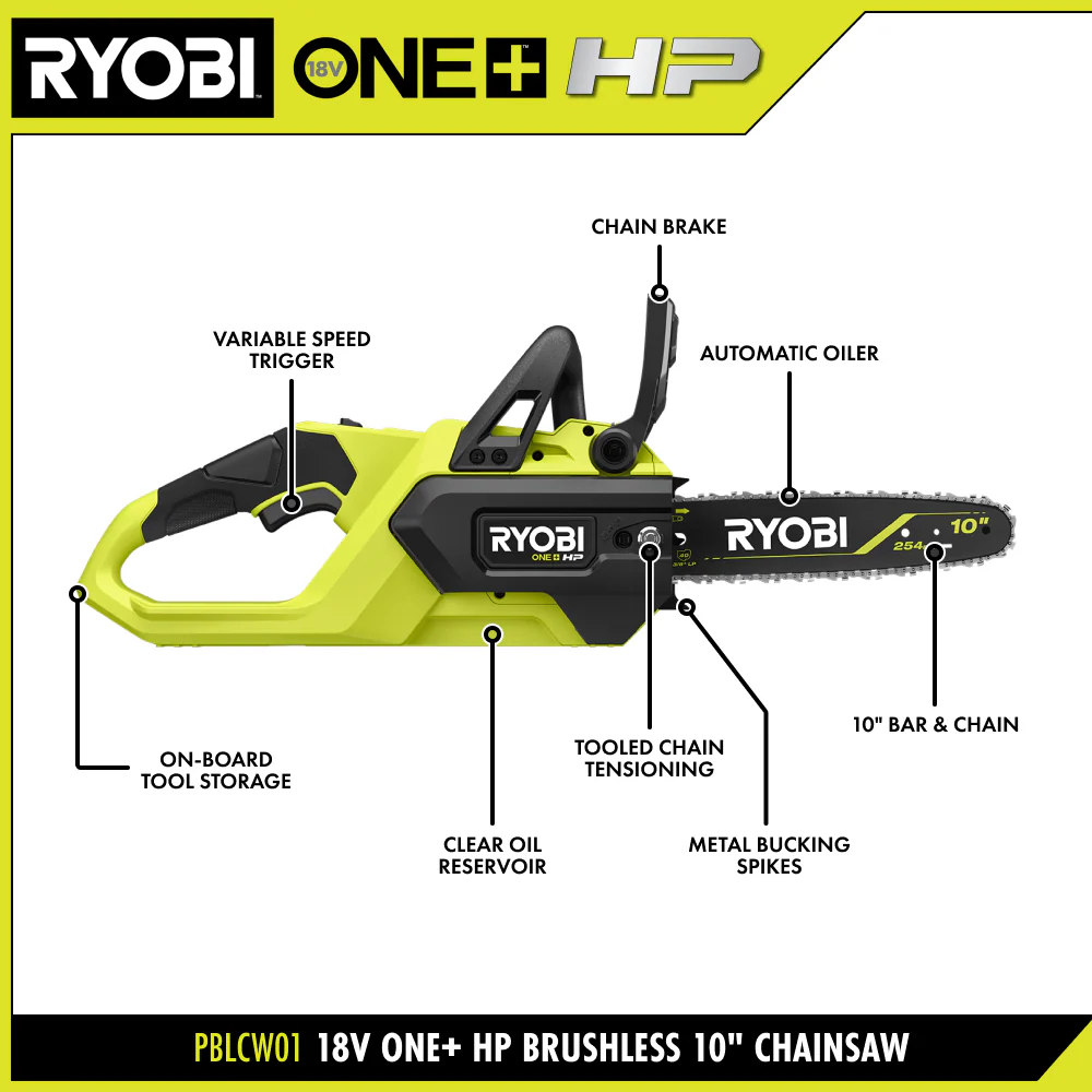 18V ONE+ HP Brushless 10” Chainsaw Kit - Image 3