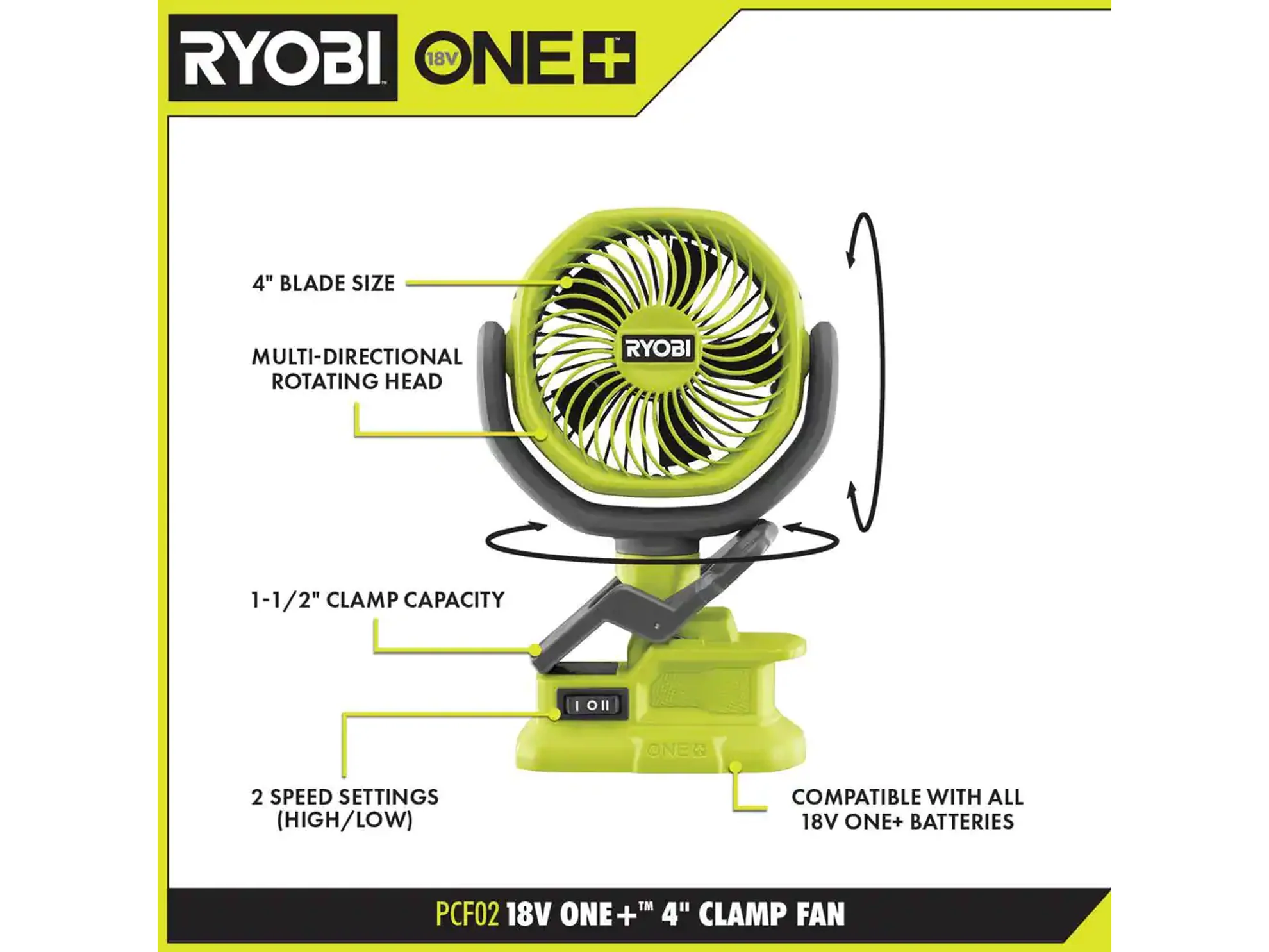18V ONE+ 13" STRING TRIMMER/EDGER KIT WITH (2) FREE 18V ONE+ 4" CLAMP FANS - Image 3